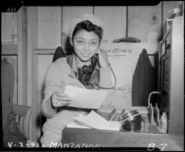 Manzanar Relocation Center, Manzanar, California. Office and other workers are given opportunities . . . - NARA - 536757