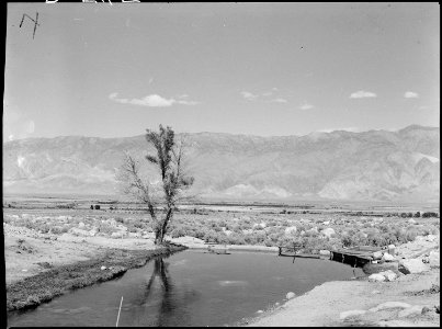 Manzanar Relocation Center, Manzanar, California. View of water reservoir at Manzanar, a War Reloca . . . - NARA - 538513