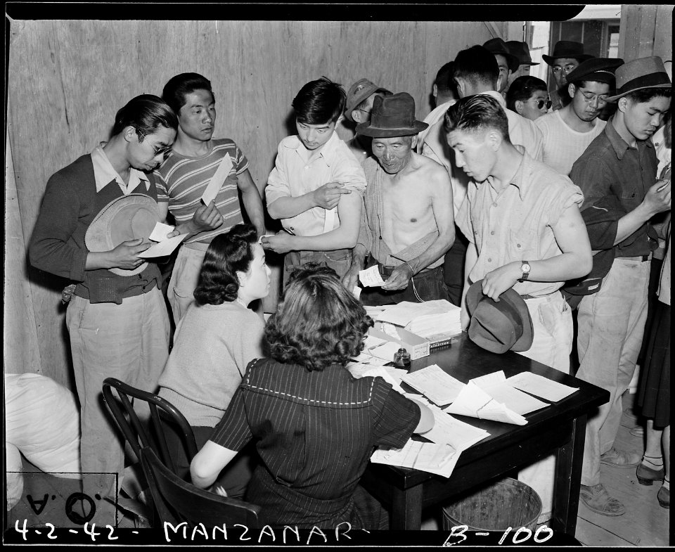Manzanar Relocation Center, Manzanar, California. Vaccination is required of evacuees at War Reloca . . . - NARA - 536849