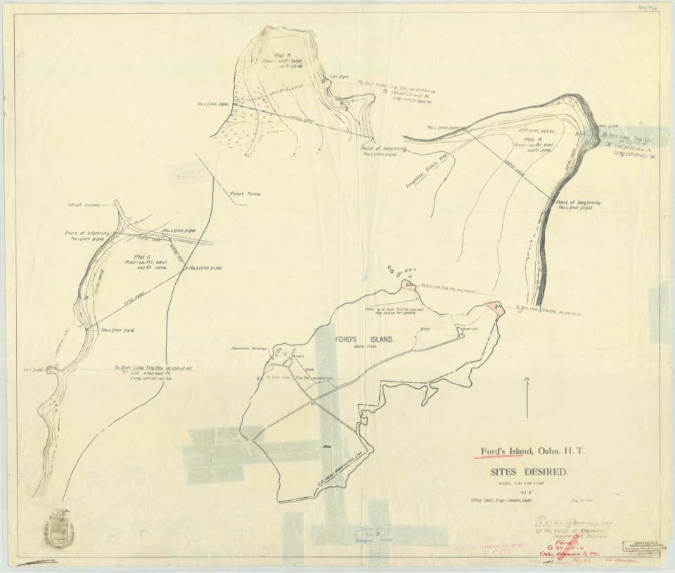 Map of Ford's Island, Oahu, H. T. - NARA - 77-WDMC Hawaii-82