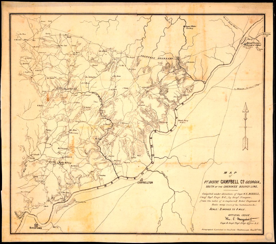 Map of 1st Distrt., Campbell Co., Georgia, South of the Cherokee Boundary Line. Compiled under direction of Capt. W.... - NARA - 305706