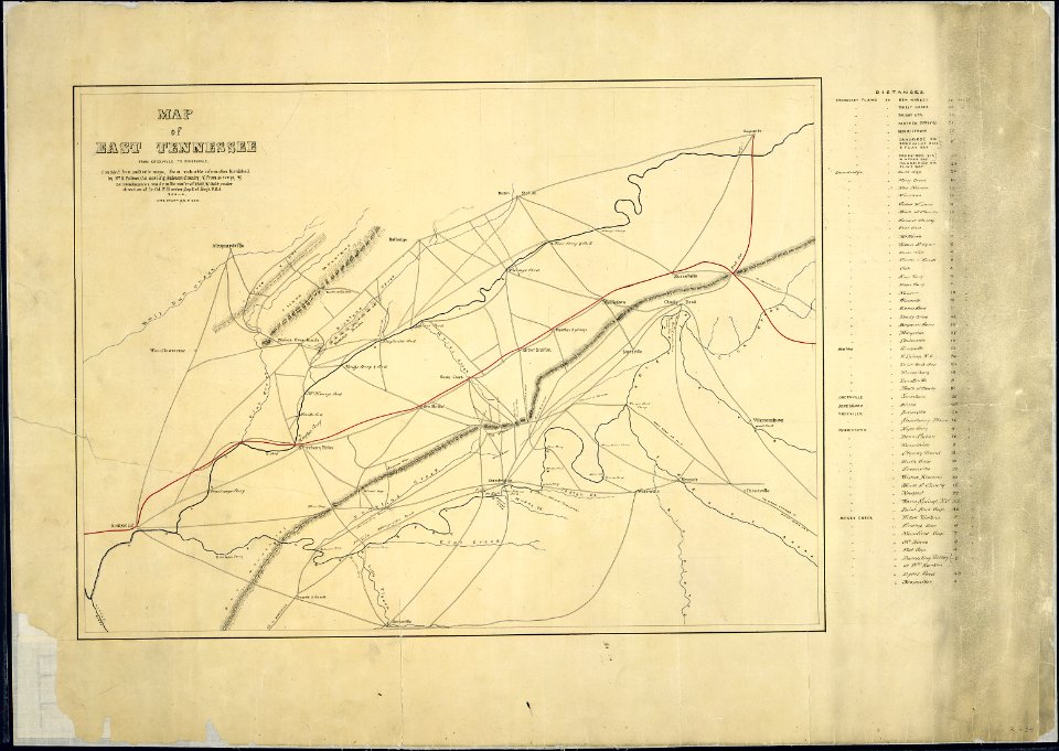 Map of East Tennessee from Knoxville to Rogersville. Compiled from authentic maps, from valuable information... - NARA - 305728