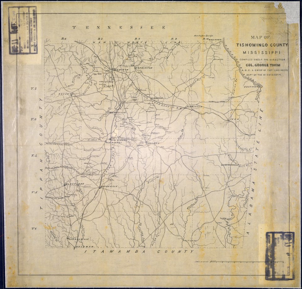 Map of Tishomingo County, Mississippi. Compiled under the Direction of Col. George Thom, A.D.C. & Chief of Topl.... - NARA - 305725