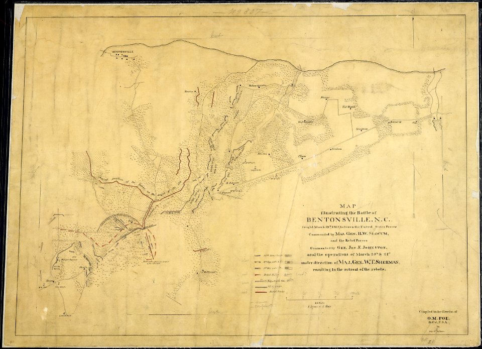 Map illustrating the Battle of Bentonsville, N.C., fought March 19th, 1865, between the United States Forces... - NARA - 305615