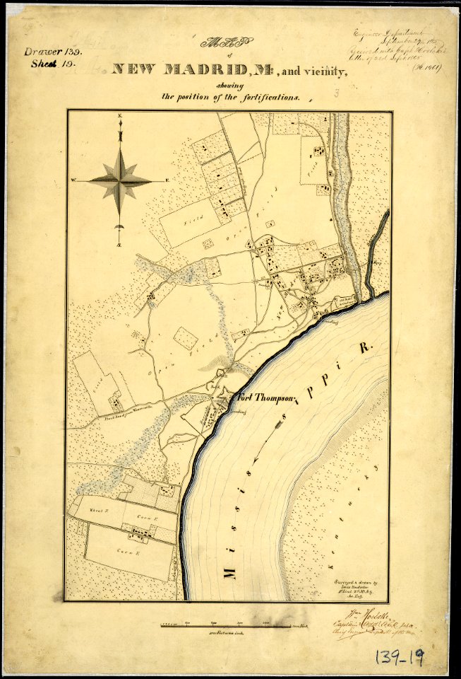 Map of New Madrid, Mo., and Vicinity, showing the position of the fortifications. Surveyed & drawn by Louis... - NARA - 305776