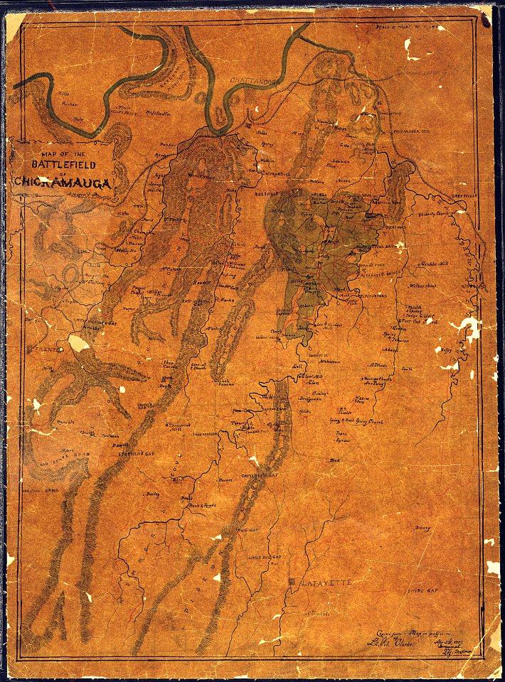 Map of the Battlefield of Chickamauga, A. Hager (or Huger) Draft. - NARA - 305647