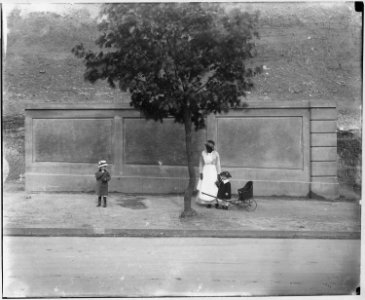 Meridian Hill Park. View showing texture of concrete in lower wall. Maid with small children in view. Washington... - NARA - 513481 photo