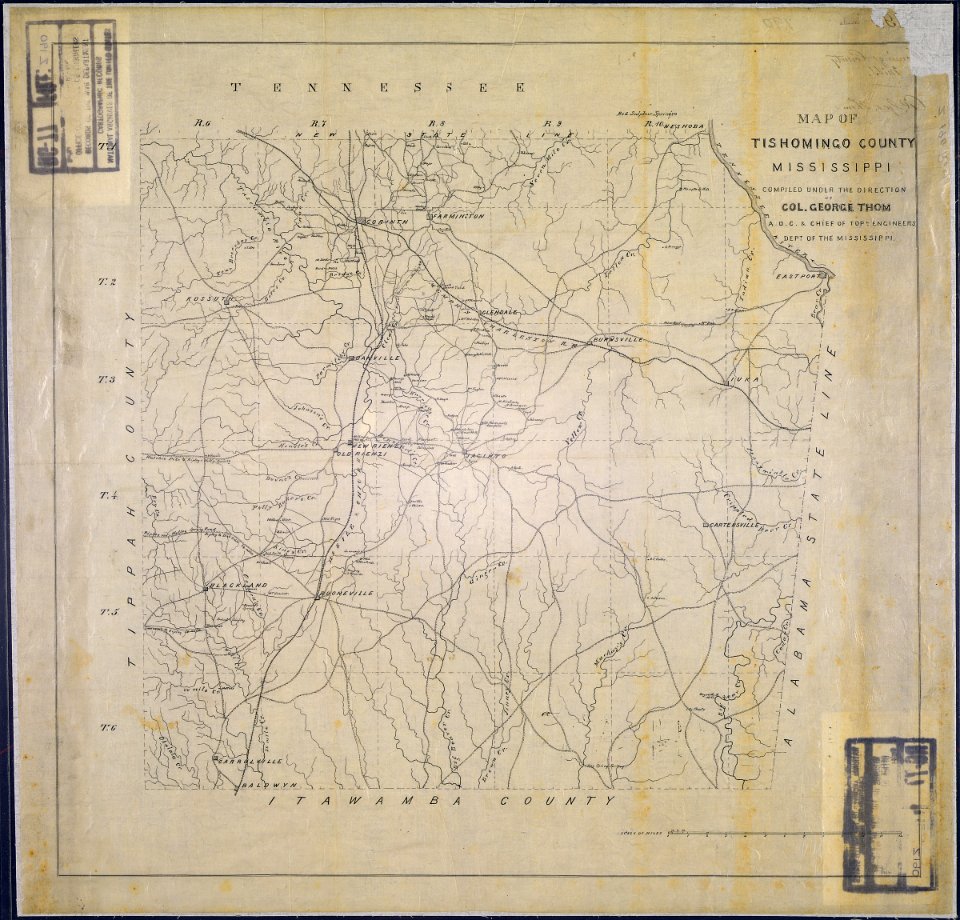 Map of Tishomingo County, Mississippi. Compiled under the Direction of Col. George Thom, A.D.C. & Chief of Topl.... - NARA - 305725