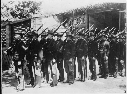 Marines in relief party, Peiping, China. 1900, 1927 - 1981 - NARA - 532580 photo