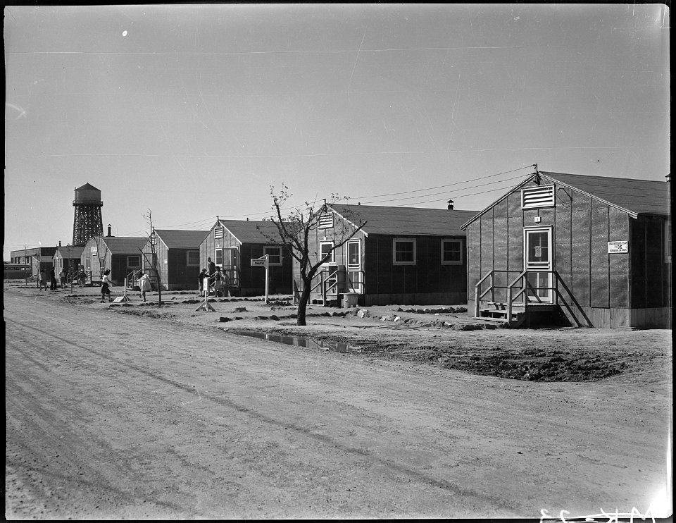 Minidoka Relocation Center, Hunt, Idaho. Main administration building. - NARA - 539491