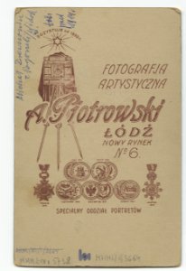 MMŁ, fotografia portret., „A. Piotrowski”, I-3664-REWERS