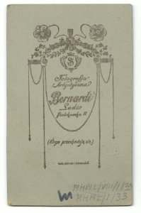 MMŁ, fotografia portret., „Bernardi”, I-33-REWERS