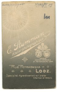 MMŁ, fotografia portret., „E. Stumman”, I-15-REWERS