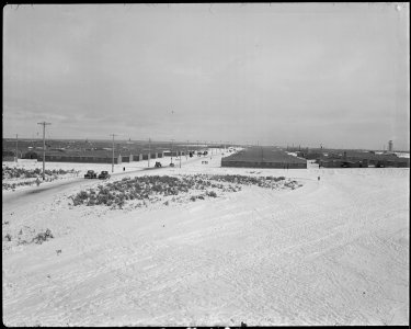 Minidoka Relocation Center. Winter time panarama view - NARA - 536570