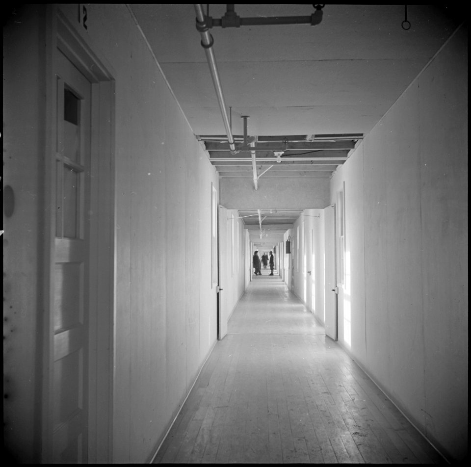 Minidoka Relocation Center. Hospital Series. Central Corridor. - NARA - 536547