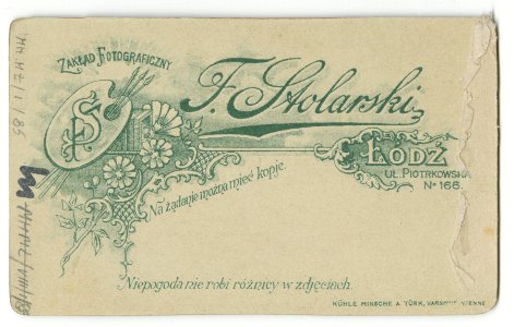 MMŁ, fotografia portret., „F. Stolarski”, I-85-REWERS