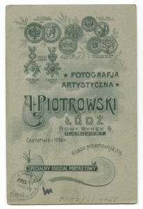 MMŁ, fotografia portret., „A. Piotrowski”, I-4768-REWERS