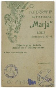 MMŁ, fotografia portret., „Piotrowski” lub „Marja”, I-4876-REWERS