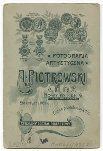MMŁ, fotografia portret., „A. Piotrowski”, I-4753-REWERS
