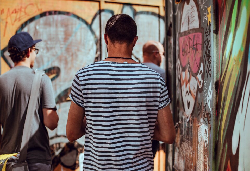 Guys walking street
