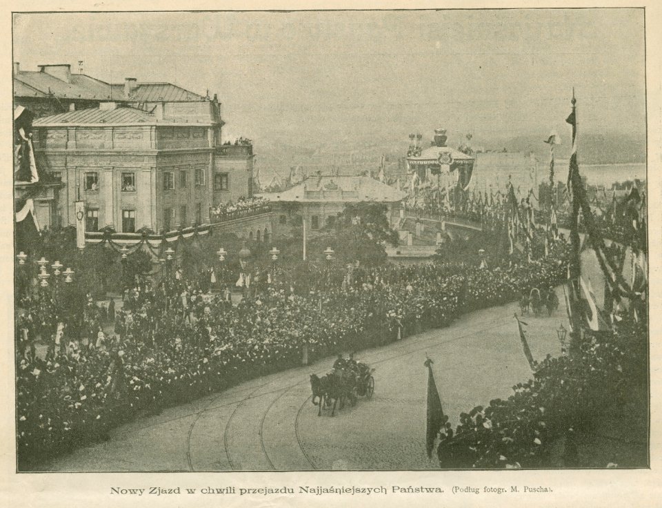 Najjaśniejsi Państwo w Warszawie Nowy Zjazd w chwili przejazdu Najjaśniejszych Państwa Podług fotogr. M. Puscha (79474)