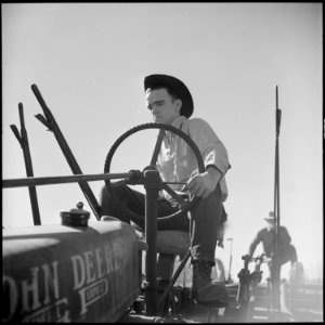 Monterey County, California. Rural youth. Mechanization, the agricultural employee. At the wheel of a farm-all tractor - NARA - 532242 photo