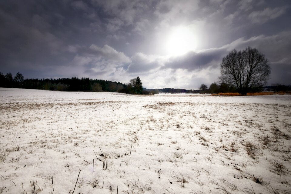 Horizontal winter snow