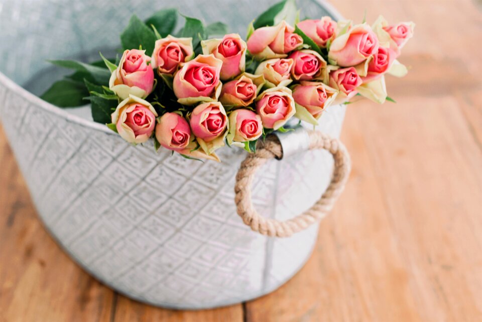 Flowers bouquet basket