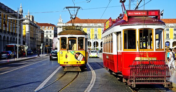 Travel tramway cityscape