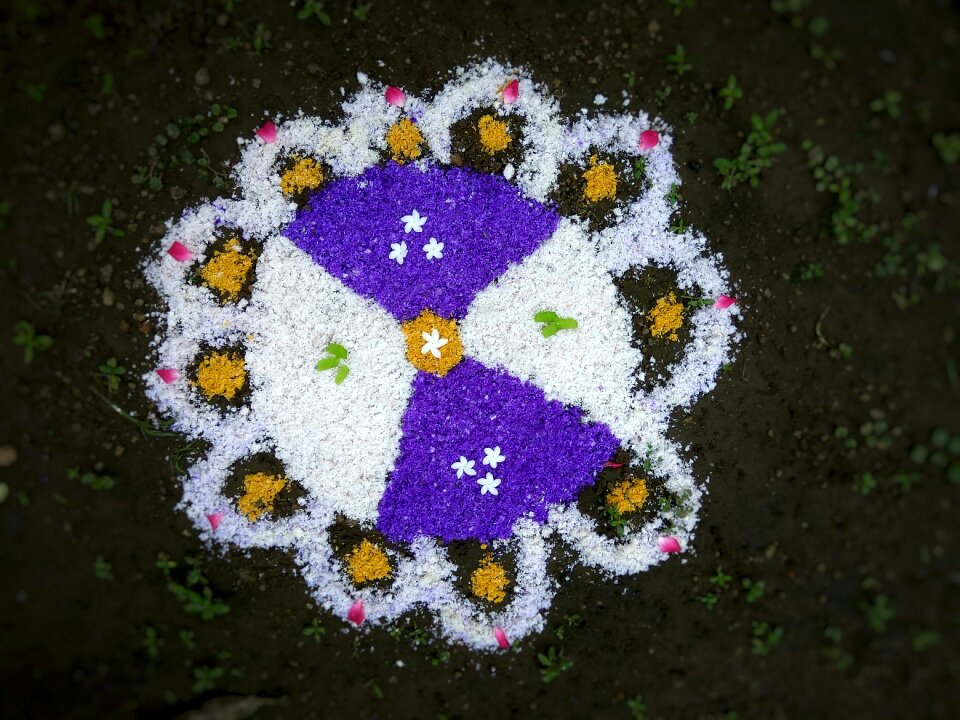 Onam coconut flakes floral design