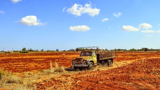 Fields truck sky