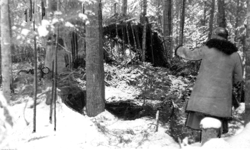 Natarcie niemieckich żołnierzy na ukrywających się w lesie partyzantów (2-1927)