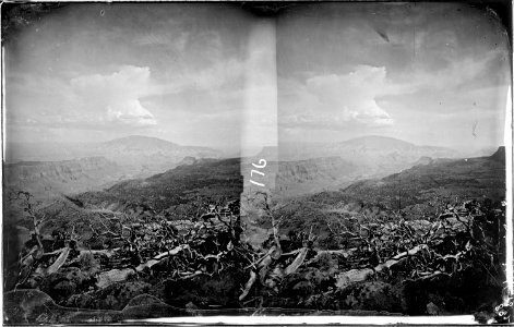 Navajo Mountain from Aquarius Plateau. This unusual photo has been used many times. Photo has very large dead... - NARA - 517996