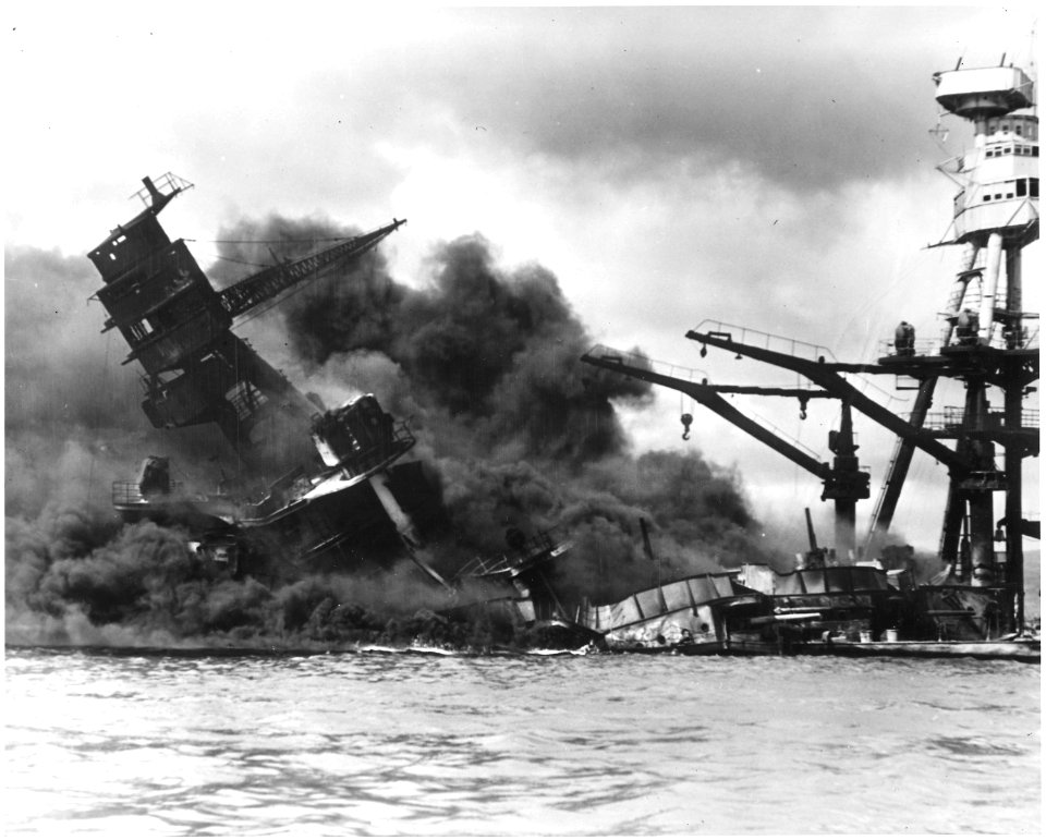 Naval photograph documenting the Japanese attack on Pearl Harbor, Hawaii which initiated US participation in World... - NARA - 295977