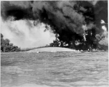 Naval photograph documenting the Japanese attack on Pearl Harbor, Hawaii which initiated US participation in World... - NARA - 295990