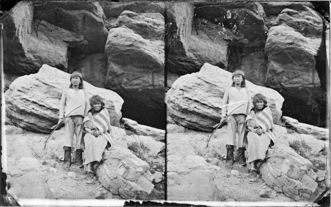 Navajo brave and his mother 1873 - NARA - 519795 photo