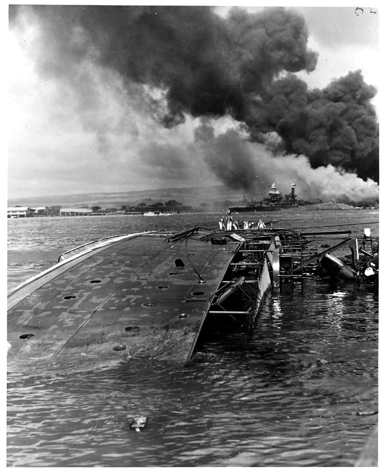 Naval photograph documenting the Japanese attack on Pearl Harbor, Hawaii which initiated US participation in World... - NARA - 296007