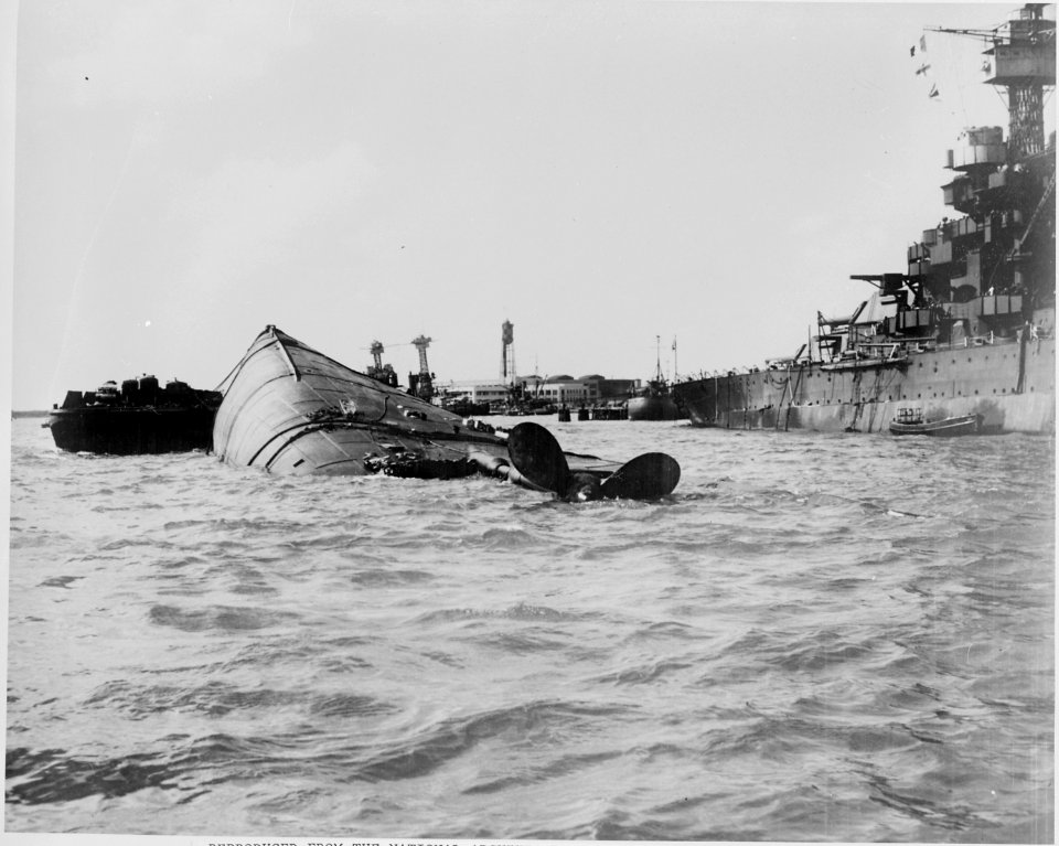 Naval photograph documenting the Japanese attack on Pearl Harbor, Hawaii which initiated US participation in World... - NARA - 295995