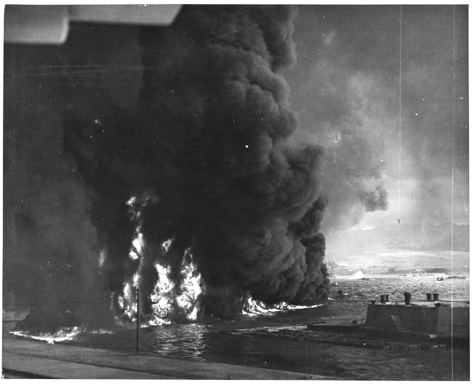 Naval photograph documenting the Japanese attack on Pearl Harbor, Hawaii which initiated US participation in World... - NARA - 296004