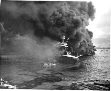 Naval photograph documenting the Japanese attack on Pearl Harbor, Hawaii which initiated US participation in World... - NARA - 295980