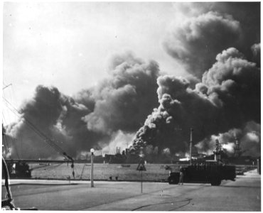 Naval photograph documenting the Japanese attack on Pearl Harbor, Hawaii which initiated US participation in World... - NARA - 296002