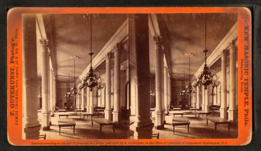 New Masonic Temple, Philadelphia. Banqueting room, by Gutekunst, Frederick, 1831-1917