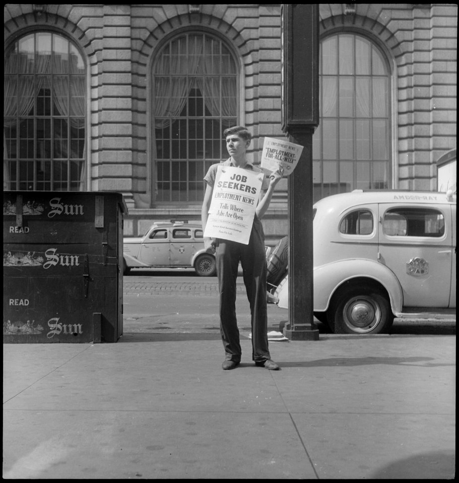 New York City, New York. Miscellaneous. (Young man selling newspapers.) - NARA - 532246