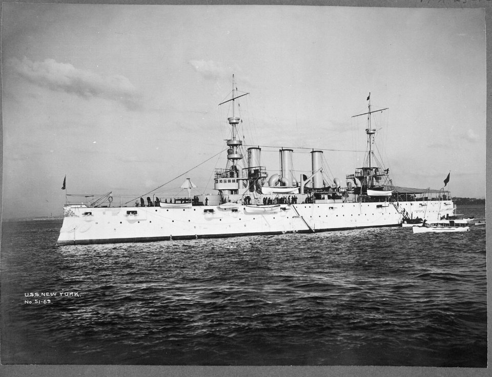 New York (Armored Cruiser 2). Port bow, 1899 - NARA - 512903