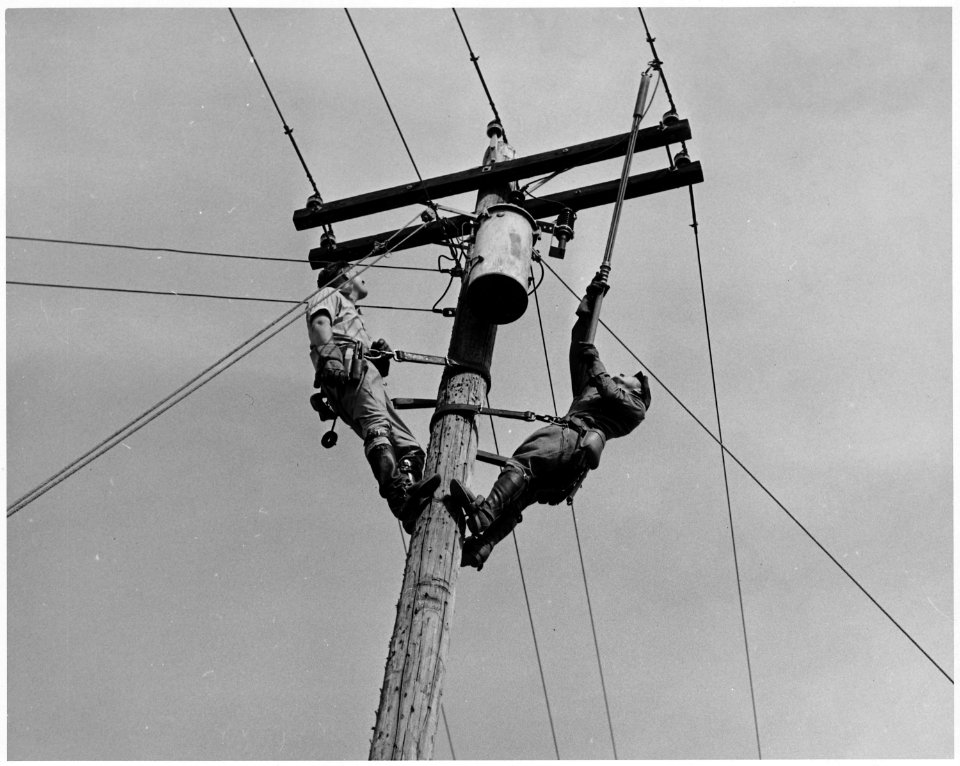 Newberry County, South Carolina. Electricity being taken off transformer before actual work begins. . . . - NARA - 522677