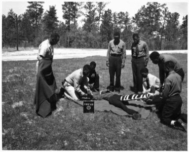 Newberry County, South Carolina. First aid training for CCC enrollees at Camp F-6. Enoree District . . . - NARA - 522810 photo