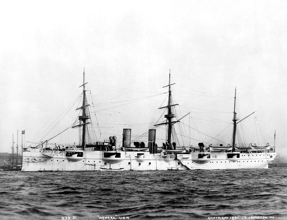 Newark (Cruiser 1). Port side, 1891 - NARA - 512904