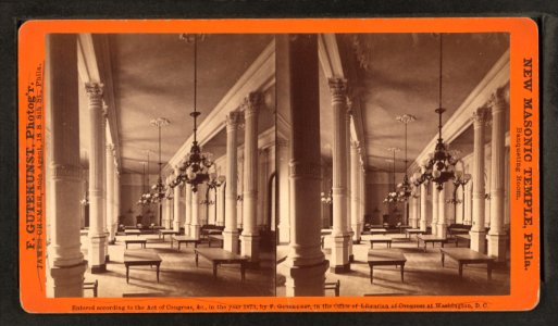 New Masonic Temple, Philadelphia. Banqueting room, by Gutekunst, Frederick, 1831-1917 2