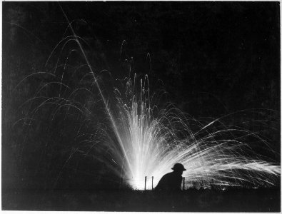 Night attack with phosphorus bombs in maneuvers. First Corps School. Gondrecourt, France. - NARA - 530741