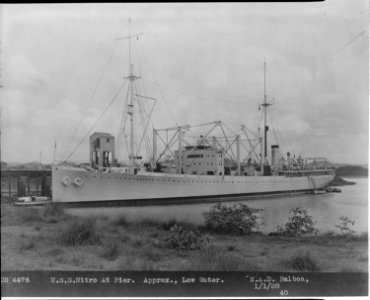 Nitro (AE2). Ammunition ship. Port bow, at wharf, 01-01-1938 - NARA - 520819